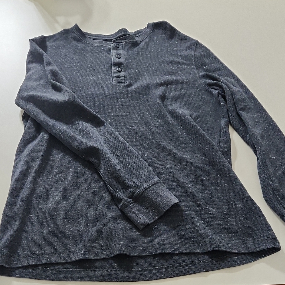 Sonoma Men's Long Sleeve Henley Shirt - Charcoal